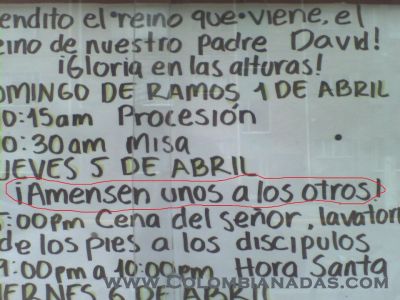 y dios dijo: "amencen unos al los otros"
cartel en bogota sobre la programacion
Keywords: amensen, cartel
